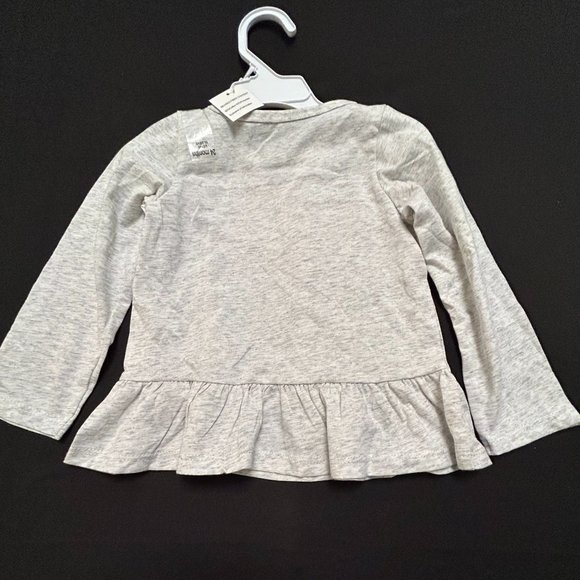 FIRST IMPRESSIONS GIRLS LIGHT GREY CAT LOGO TOP - Picture 3 of 5